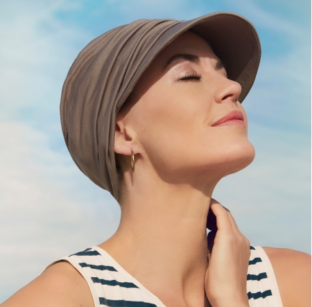 casquette drapé soft line sun, tan , house of christine headwear