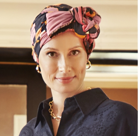 turban foulard béatrice bambou, turban chimio, cancer, christine headwear, linea rossa