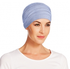 Bonnet chimio, bonnet zen bambou, rêve bleu, Christine Headwear