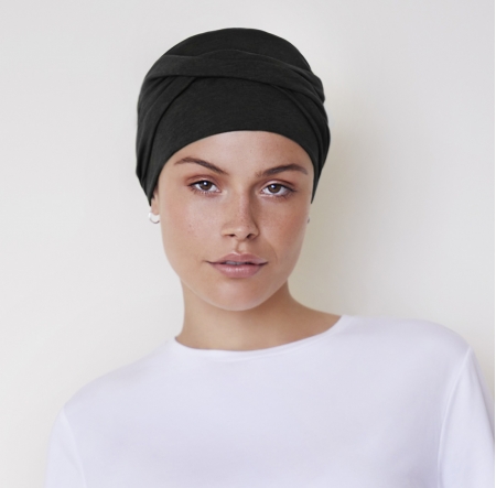 bonnet chimio, bonnet cancer, bonnet viva, bonnet viva calin, house of christine headwear, elite hair international, deepk black