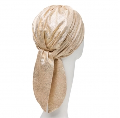 Turban Foulard Béatrice Lin, Turban chimio avec deux pans longs, Christine Headwear, golden eyes